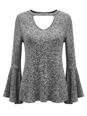 PENELOPE PROJECT Choker-Neck Bell Sleeve Lightweight Sweater Heather Gray SZ XS